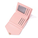 Pure Color Trifold PU Leather Coin Purse Women Simple Card Holder Short Wallet
