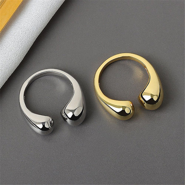 Women Minimalist Opening Rings Jewelry Gift Finger Rings Double Ball Beads