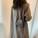 Houndstooth Plaid Print Shoulder Bag Women Woolen Crossbody Bags Chain Purse