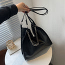 Women Fashion PU Leather Solid Color Large Capacity Tote Shoulder Shopping Bags