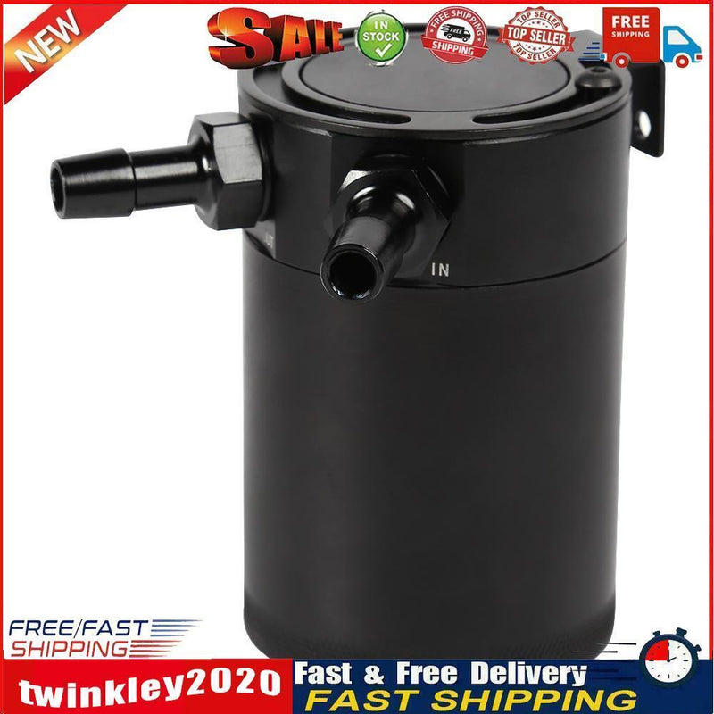 Baffled Aluminum Oil Catch Can 2 Port Oil Catch Tank Reservoir Universal Newly