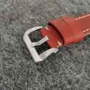 1X Fashion Simple 24MM Reddish Brown Leather Strap Stainless Steel Pin Buckle