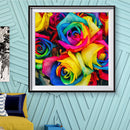 5D DIY Full Drill Round Shape Rainbow Flower Rhinestone Diamond Drawing Kit