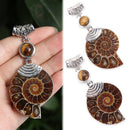 Fossil Stone Pendant Tiger Eye Stone Beads Cabochon Conch Shell Stone Pendant