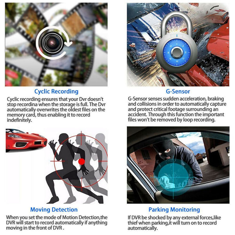 DVR Dual Lens Dash Cam Car Camera Video Recorder Camera 3 Lens Camera Dash Cam