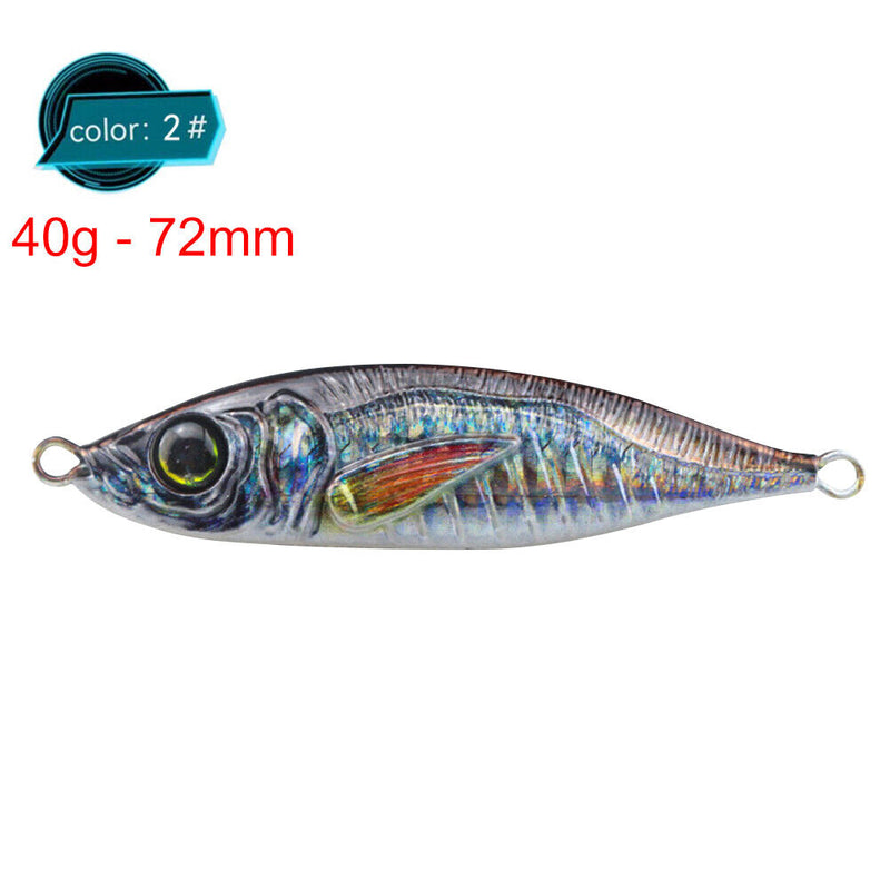 72mm 40g Metal Simulation Fishing Lures Jig Hooks Artificial Hard Bait (B)