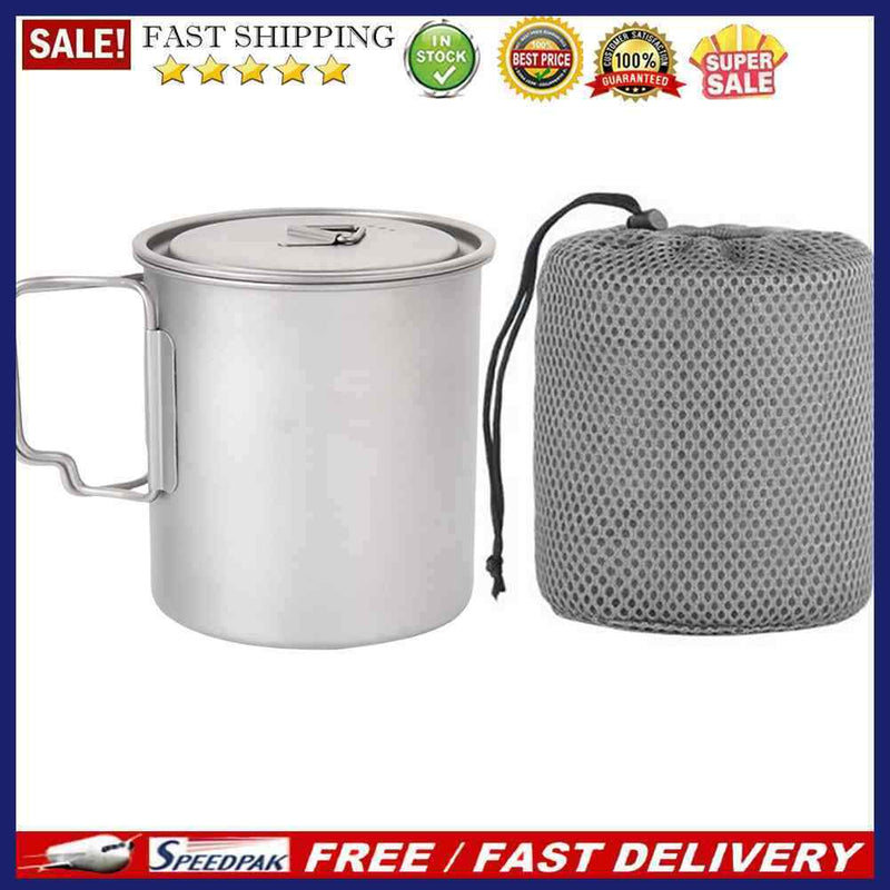 750ml Lightweight Camping Mug Travel Wild Survival Cooking Cookware Titaniu
