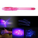 2 in 1 Luminous Light Invisible Ink Pen UV Kids Drawing Magic Pens (Pink) Newly