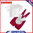 Infant Baby Girl Autumn Buttons Short-Sleeves 2pcs Clothes Sets Suspend Pants
