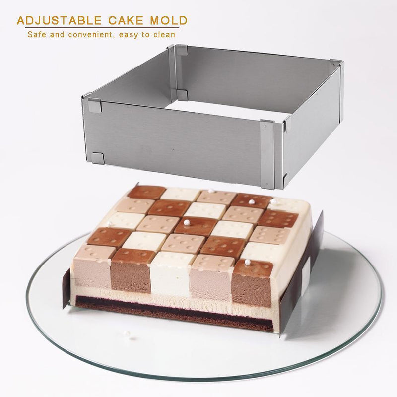 Adjustable Square Mousse Cake Mold Stainless Steel Baking Mould Decorating