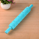 Rolling Pin Pattern Baking Tool Fondant Embossed Mold Cake Deco(Water Blue)