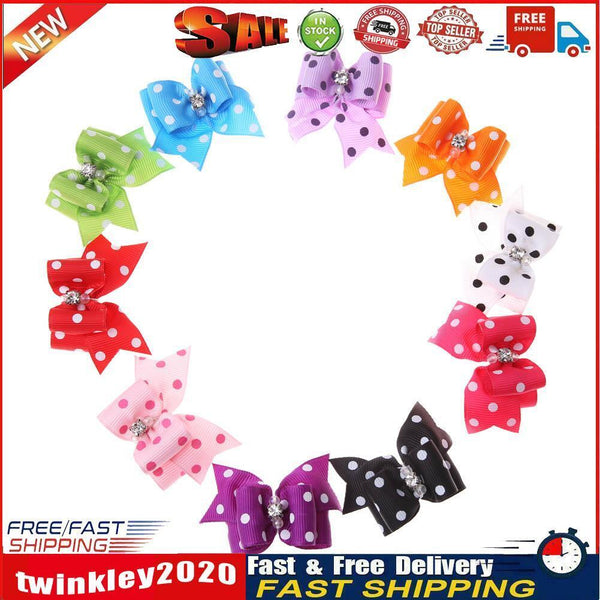 10pcs Pet Cat Dog Small Puppy Pet Dog Rhinestone Hairpin Hair Bow Rubber Newly