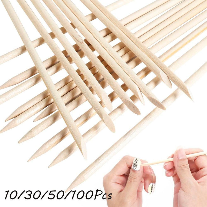 Exfoliating Nail Cuticle Pusher Pedicure Pusher Orange Wood Sticks Dual-ended