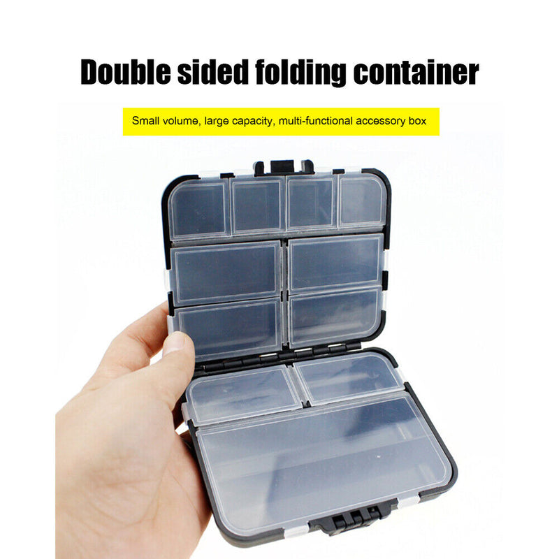 Double Sided Folding Fishing Tackle Box Compartment Bait Hook Storage Case