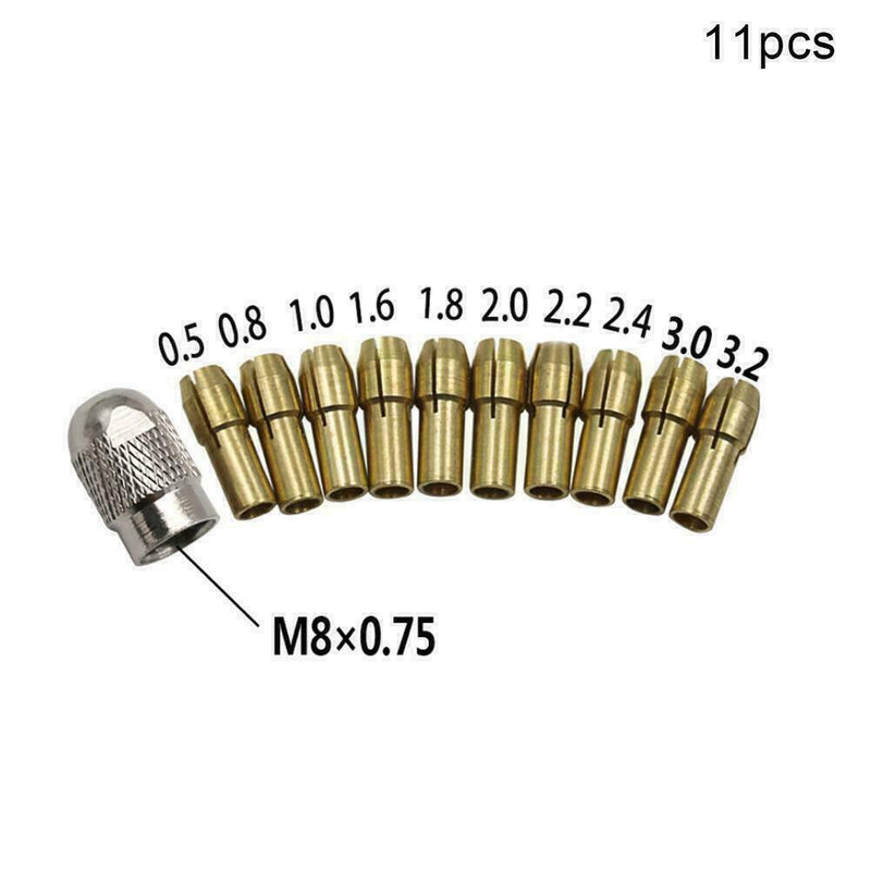 11Pcs Brass Drill Chuck Collet Bits 0.5-3.2mm Shank For Rotary