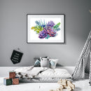 11CT Stamped Canva Partial Cross Stitch Embroidery Succulent Print Cotton Thread