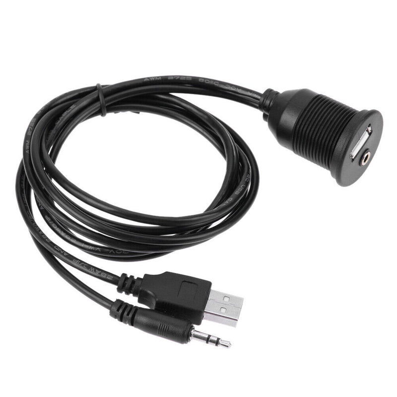 Car Dashboard Moto USB 2.0 3.5mm M/F AUX Lead Extension Cable