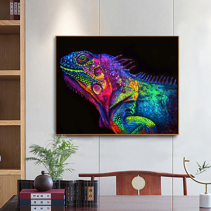 DIY Paint By Number Kit Colorful Lizard Acrylic Paint Hanging Art Craft Gift