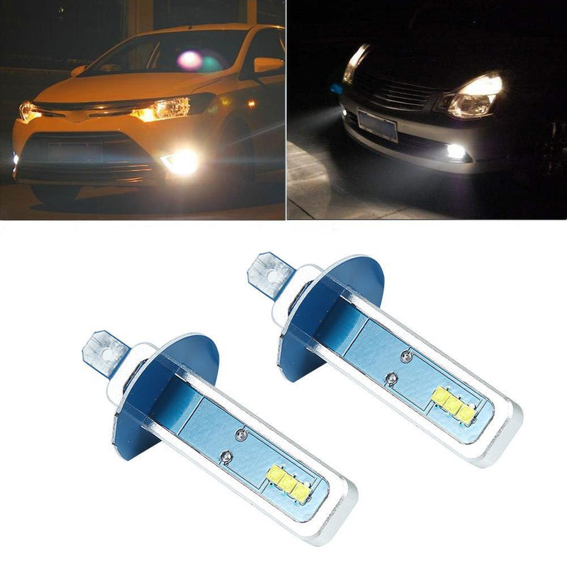 1 Pair H1 3030 6SMD Car LED Headlight 20W 1100LM Fog Lamp Bulbs White Light