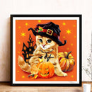 Halloween Cat 5D DIY Full Round Diamond Painting Handmade Mosaic Decor Pictures