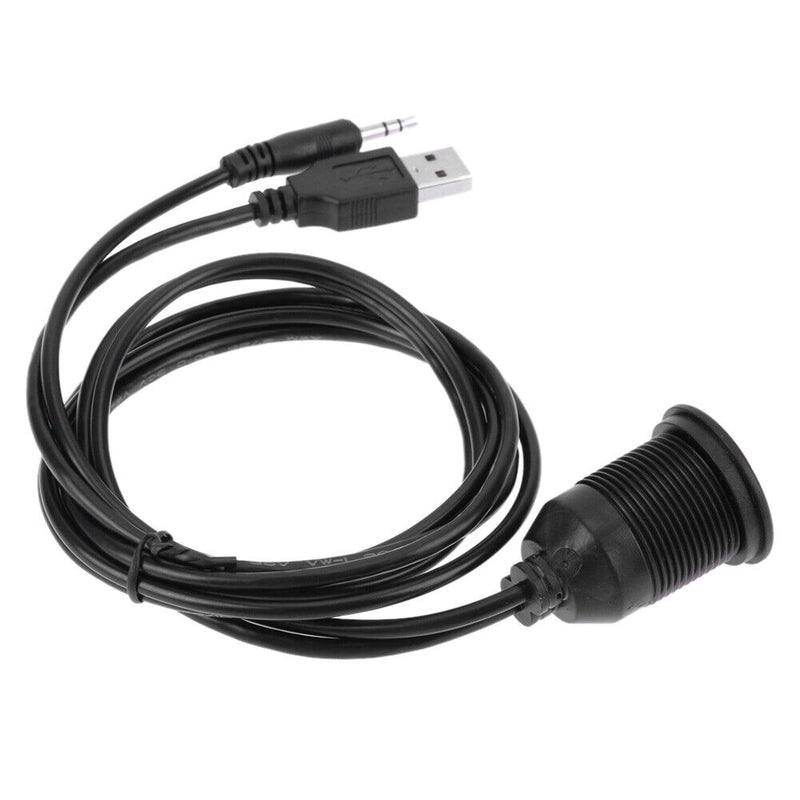 Car Dashboard Moto USB 2.0 3.5mm M/F AUX Lead Extension Cable
