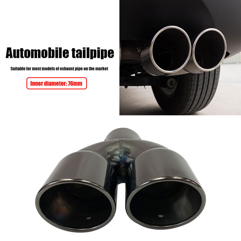 Universal Bolt-on Dual Exhaust Tip Slant Cut Tailpipe Muffler Tip Black Titanium