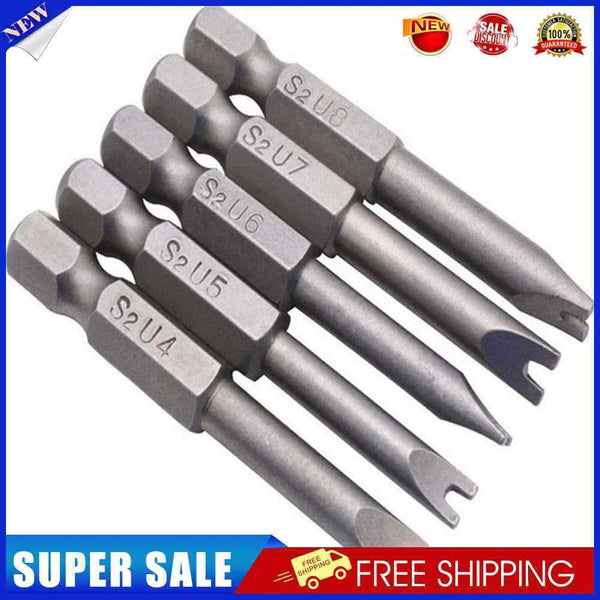 5pcs 50mm U4-U8 S2 Alloy Steel Magnetic U Shaped Electric Screwdriver Bits