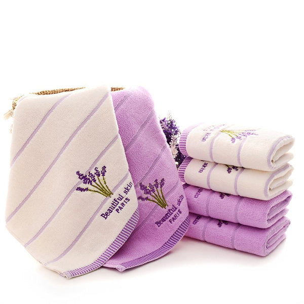 Women Cotton Hand Towel Soft Towel Embroidered Towels Lavender Bath Towel