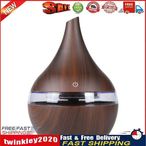 300ml Wood Grain Humidifier Mist Maker USB Colorful Aroma Diffuser (B) Newly