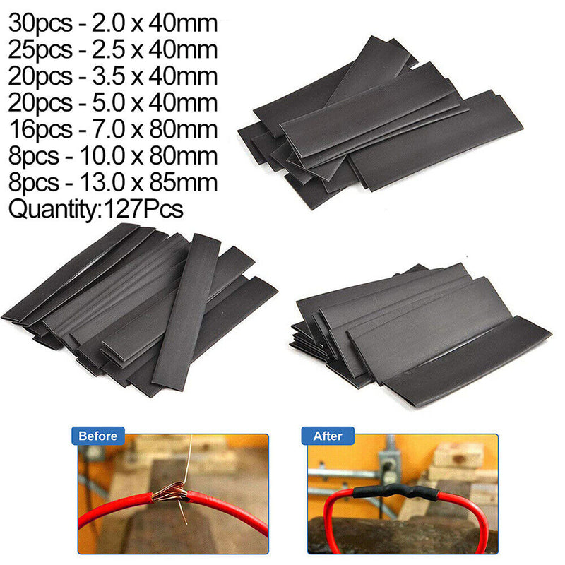 Waterproof Heat Shrink Sleeving Tube Assortment Kit 2:1 Black Shrinkage Sheath