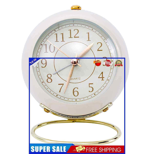 Analog Alarm Clock Battery Operated Non Ticking Small Clock with Night Ligh