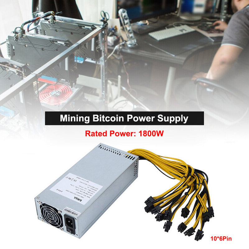 PFC Silent 2U Desktop Computer Power Supply with 6 Pin Connectors (1800W)