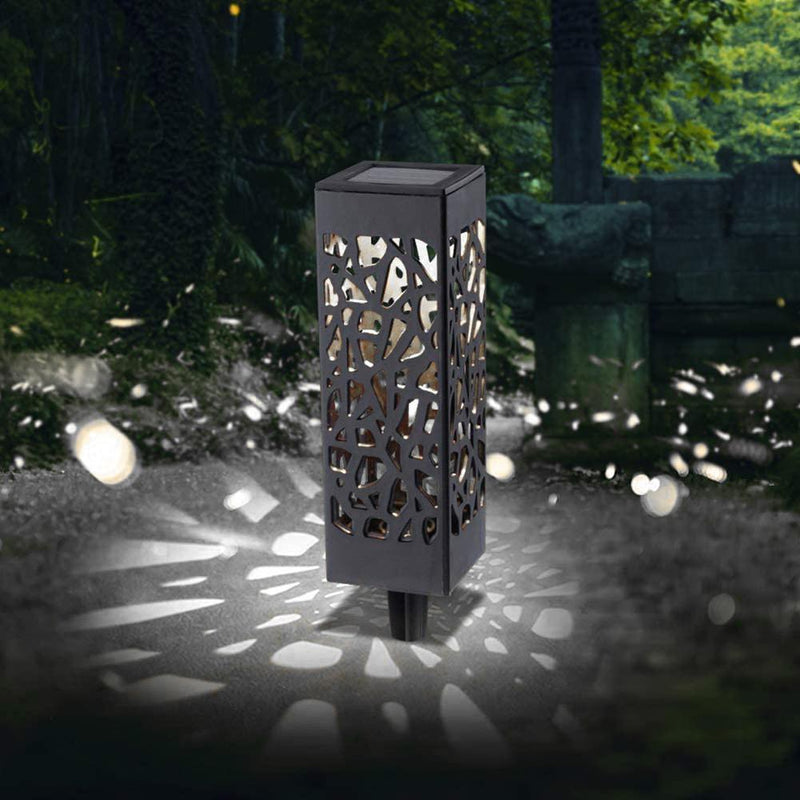 Solar Waterproof Hollow Lamp Lawn Stakes Sensor Garden Light (Warm White)