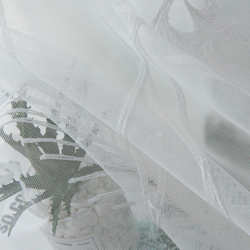 2pcs Palm Leaf Windows Tulle Curtains Bedroom Screen Drapes (White)