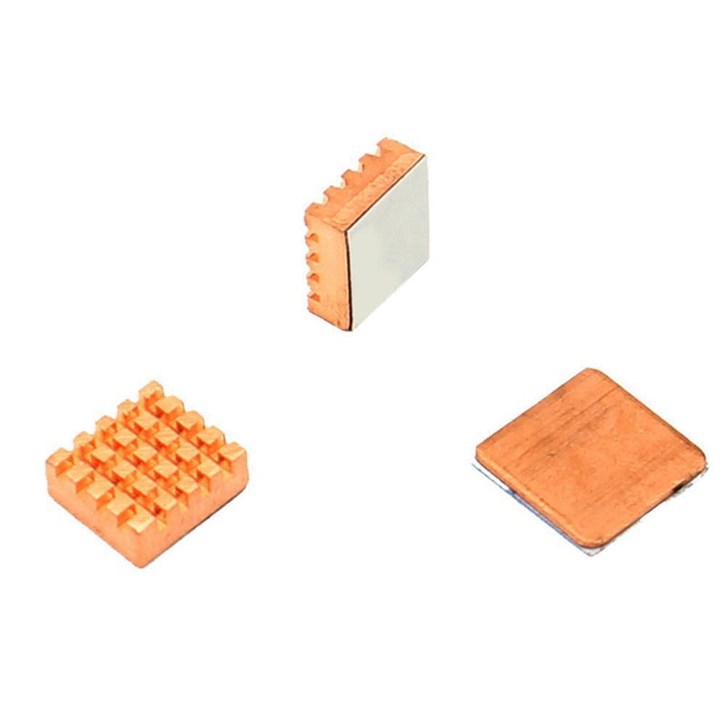 3pcs Copper Heatsinks Motherboard Memory Chip Cooling Fin Kit for RPi 3B+/3B/2B