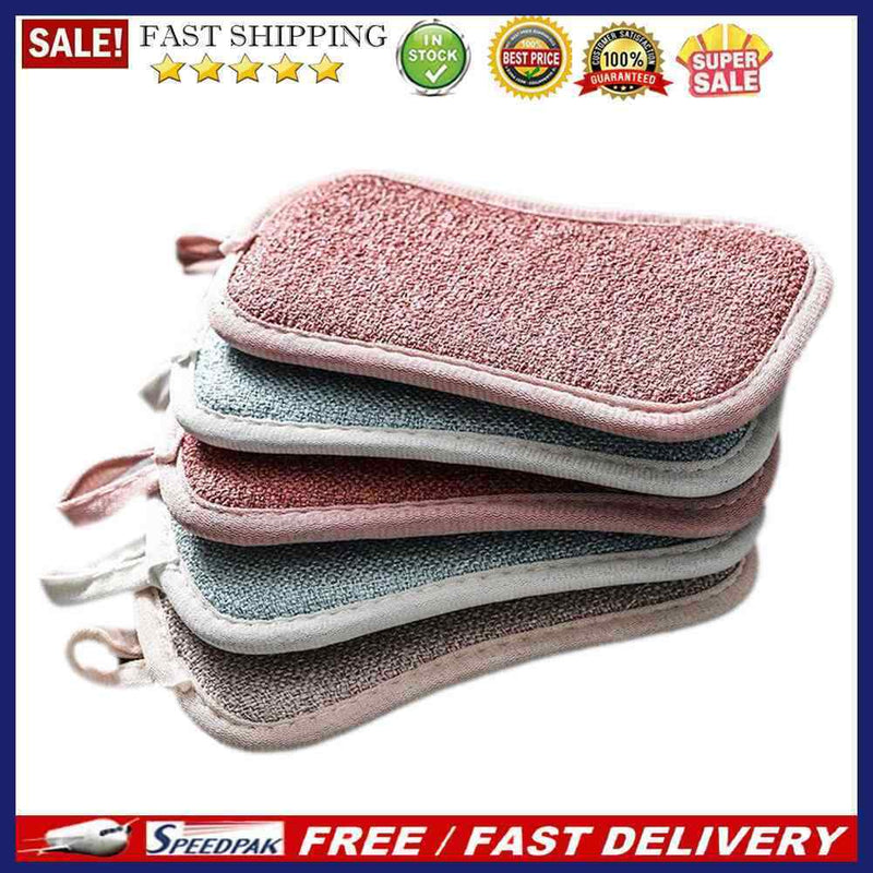 Double Sided Sponge Scouring Pad Kitchenware Washing Decontamination Dish Towel