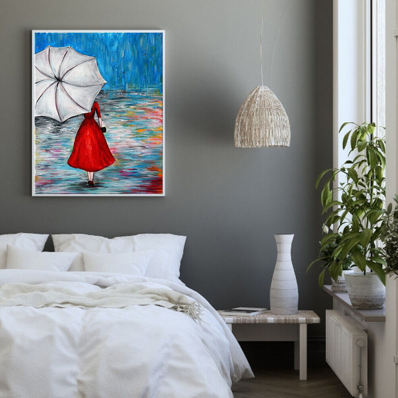 Woman with Umbrella Acrylic Oil Paint By Numbers Canvas Drawing DIY Hand Painted