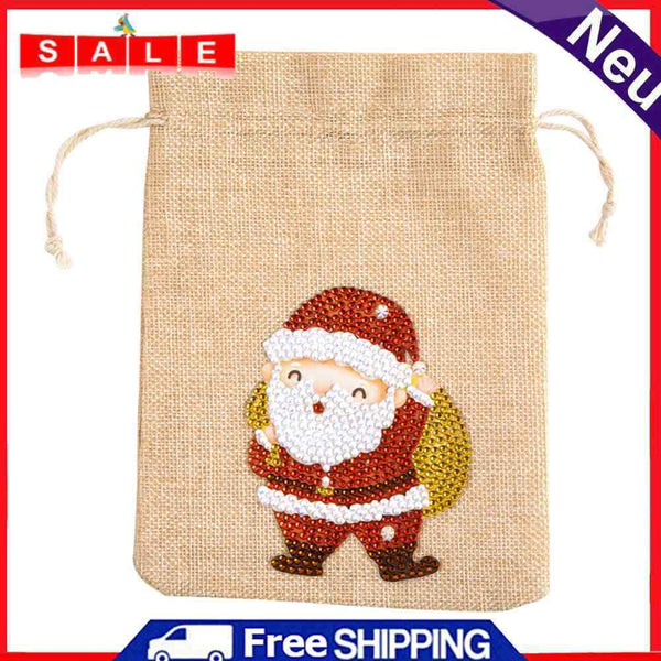 5D DIY Diamond Painting Cartoon Merry Christmas Drawstring Candy Bag Handmade