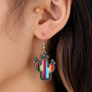 Colorful Cactus Dangle Earrings Retro Turquoise Hook Earring Girl Jewelry