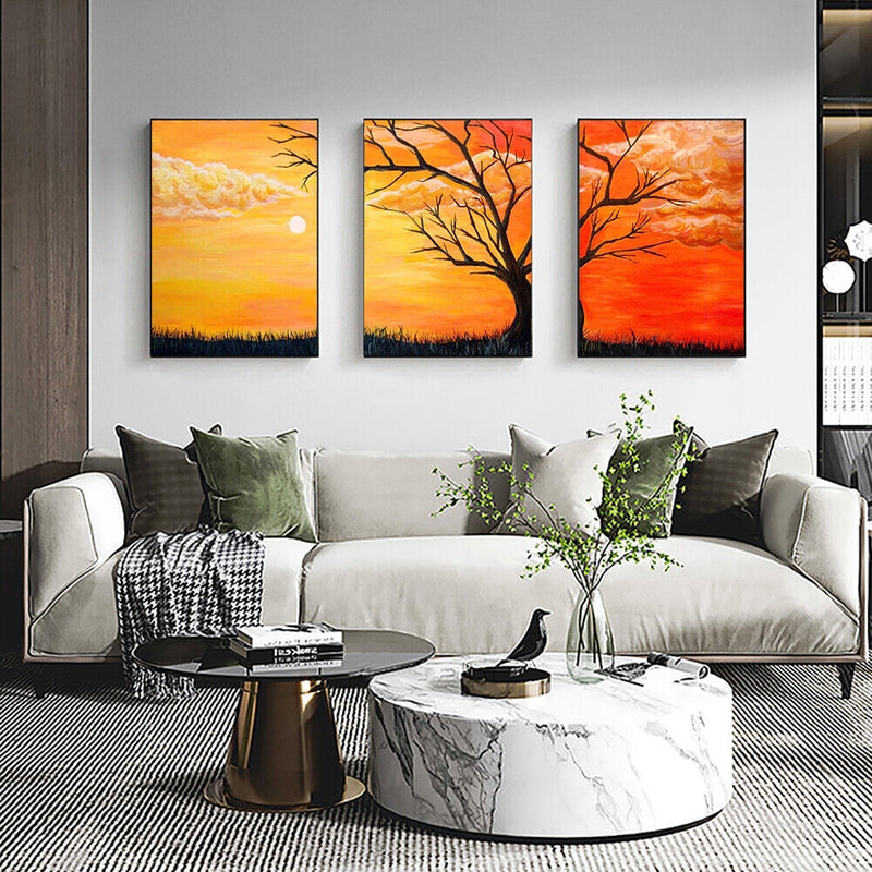 DIY Paint By Number Kit Beautiful Sunset Triptych Acrylic Paint Art Craft Gift