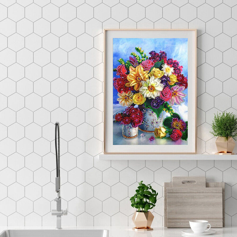 5D DIY Partial Special Shape Diamond Painting Flower Art Kit Rhinestone