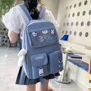 #A 4Pcs Backpacks Teenager Girls Casual Solid Color School Bookbag Rucksack