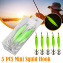 5pcs Luminous Octopus Squid Fishing Lure Jig Hook Night Light Up Bait Shrimp_
