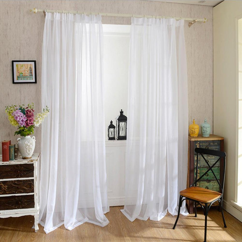 Europe Solid White Yarn Curtain Window Tulle Curtains for Living Room Kitchen Modern