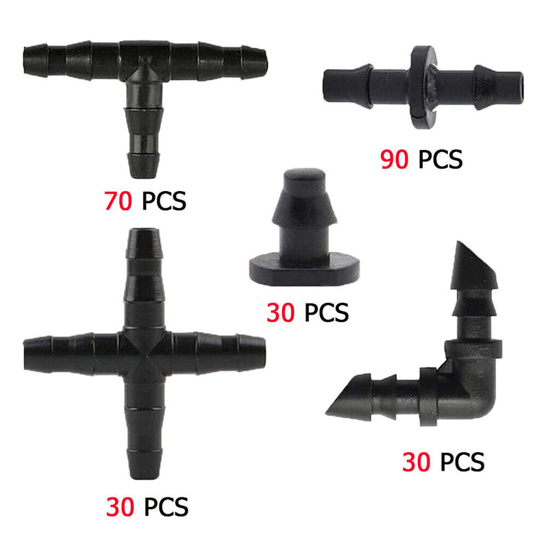 250x Drip Irrigation Fittings Kit Watering System Connectors for 4/7 Tubing