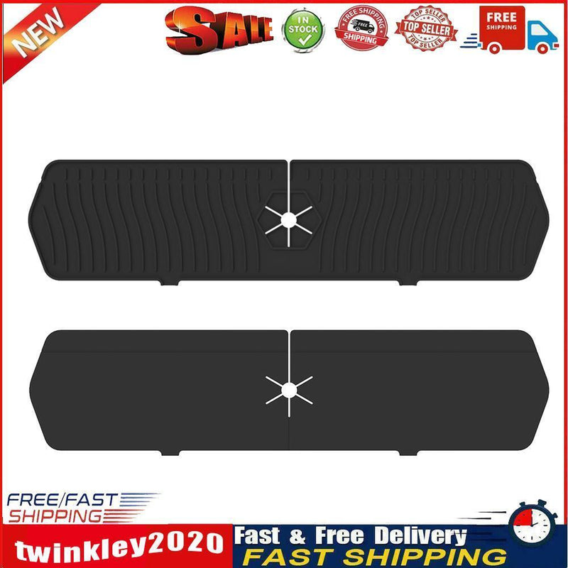 Silicone Faucet Absorbent Draining Mat Splash Guard Water Catcher (Black) Newly