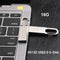 16GB USB 2.0 Flash Drive Pen Metal Key Ring Memory Storage U Stick Pendrive