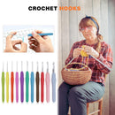 Soft Handle Crochet Hooks Set Aluminum Ergonomic Knit Needles Sewing Accessories