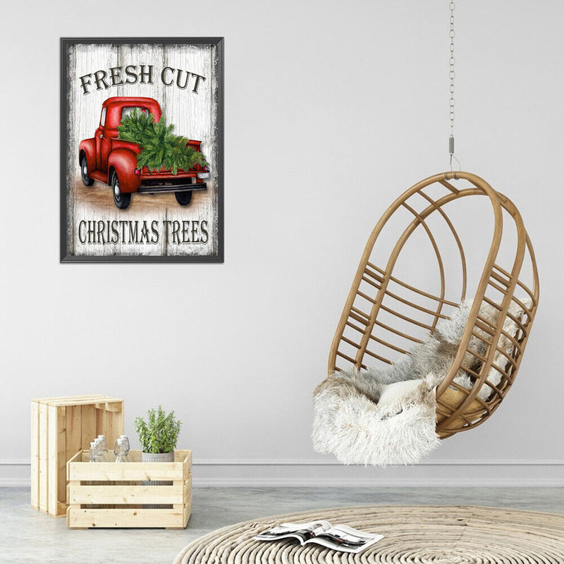 Full Cross Stitch 11CT Christmas Tree Car Printed Wall Crafts Home Decorations