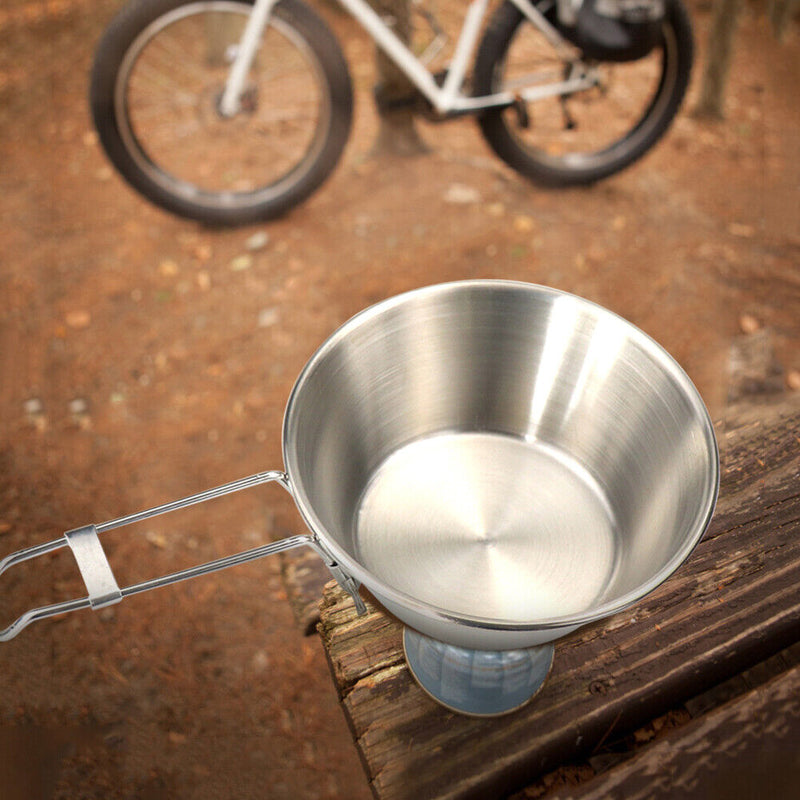 300ml Foldable Handle Bowl for Camping Picnic Hiking Stainless Steel Tableware